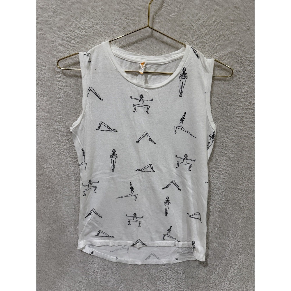 Lucy Yoga Poses Top Size XS White Black Stretching Soft Knit Gym Workout